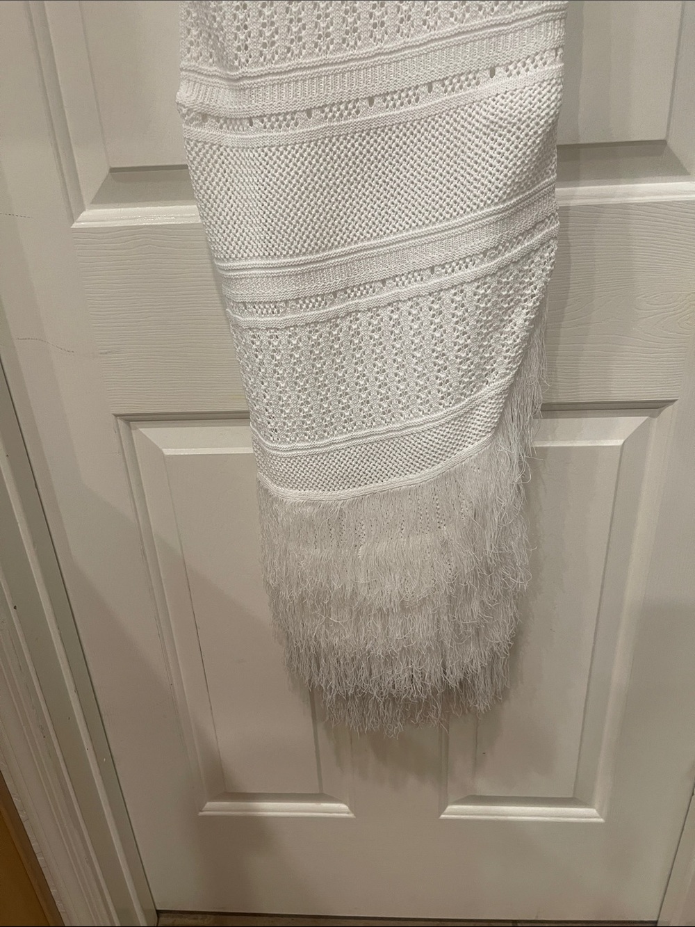 Torn by Ronny Kobo White Midi Knit Fringe Dress - Picture 2 of 6